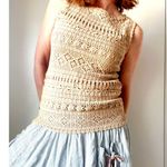 Vintage Boho Crochet Top Size M Neutral Sleeveless Cottage core Y2k Era Size M Photo 0