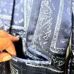 Vera Wang Simply  Women's Navy Silky Satin Paisley Bandanna Handkerchief Blazer M Photo 3