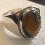 VINTAGE Tigers Eye Sterling Silver Cabochon Ring Photo 0