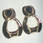 Givenchy Vintage Gold Tone and Black Clip On Door Knocker Statement Earrings Photo 1