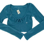 Aeropostale  Womens Stretch Long Sleeve Tie-Front Cropped Top‎ Blue Small NWT Photo 0