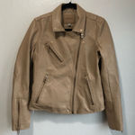 BLANK NYC  Tan Vegan Leather Moto Jacket double or single lapel size medium Photo 0