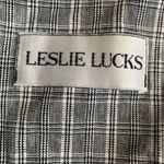 Vintage 80s Leslie Lucks Plaid Puff Sleeve Dress Navy Blue White Midi Retro Photo 9