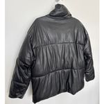 2010s NVLT Black Faux Leather Puffer Jacket Matte Finish Snap Closing Large Photo 12