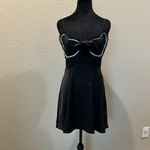 Chic Black satin Babydoll Dress with Bow Detail Size M Photo 1