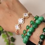 Gold Filled Bracelet Quatrefoil Clover Flower with Cubic Zirconia Crystal Stones Photo 6