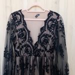 Boohoo  Womens Lace Dress Size 10 Black Long Sleeve Mini Whimsigoth Fairy Grunge Photo 1