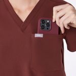 FIGS  Women's Catarina One Pocket Scrub Top in Walnut, Size Small Photo 4