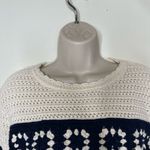 La Ligne Striped Pointelle Pullover Knit Sweater Blue/Cream Womens S Blue Photo 3