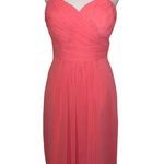 Bill Levkoff  Dress Formal Bridesmaid Mini Strapless Pleated Coral Pink, Size 8 Photo 0