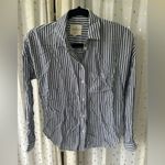 American Eagle  Oversized Fit Collar Button Down Stripe Shirt Top Western XXS Photo 2