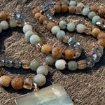 Natural Ocean Jade Hand Beaded Necklace Blue Photo 0