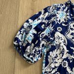 Rachel Zoe Women's Blue Floral Short Sleeve Crop Blouse Size Large Photo 2