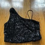 Elodie Black Sequin One-Shoulder Top Photo 1