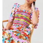 Celia B Nilsa Dress Floral Tiered Midi Size XL NWT Scalloped Details Tie Straps Pink Photo 2