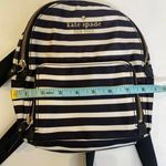 Kate Spade Black & White Striped Mini Backpack OS Zip Closure Pockets Designer Photo 6