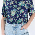 Alfred Dunner Vintage  Silk Blue Floral Crewneck Blouse Size 12 Photo 0