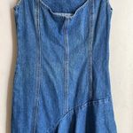 Solace London Lewis Asymmetric Paneled Denim Dress Photo 8