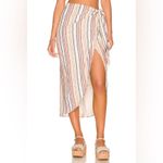 Free People  Aubrey Sarong Skirt Striped‎ Printed Wrap Tie Cotton Midi size 10 Photo 1