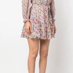 Saloni Franca Silk Floral Print Mini Wrap Dress Red Cream Womens Size 6 Photo 4