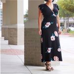 Loveappella  Black Maxi Dress with Floral Print Photo 1