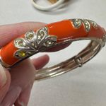 Vintage Enamel Bangles Bracelets Set of 3 Costume Jewelry Orange Photo 6