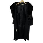 Vintage 100% Black Wool Coat Genuine Fox Fur Collar Fashions by JILL 60s Made US Size undefined Photo 12
