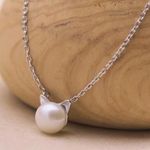 Pearl Cat Necklace Silver Photo 3