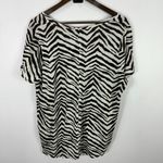 Elie Tahari Tahari Top 1X Brown White Zebra Print 100% Linen Safari Chic Resort Boho Coastal Photo 4