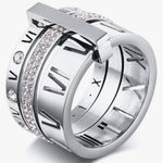 Boutique NEW Large Women's Stacking White Gold Plated Simulated Diamond Ring, Size 5 Photo 14