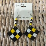 NEW Cara Moira earrings 90s Funky Geometric Black White Yellow Steel Posts Beads Photo 1