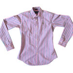 Ralph Lauren  Pink Green Multi Color Striped Button Down Top Size 2 Preppy Photo 0