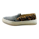 Mata Animal Print Plaid Raw‎ Edge Slip On Platform Shoes Women Size 7.5 Gray Photo 1