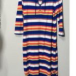 Ralph Lauren  Womens Blue Striped 3/4 Sleeve Tea-Length Shift Dress Plus XXL Photo 1