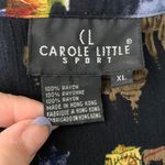 carole little Vintage 90s Dress Shirt Set L Black Button Up Short Sleeve Rayon Photo 11