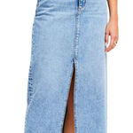 Loft  Denim Midi Skirt in Classic Mid Wash Size 12 Chic Minimalist Photo 0