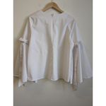 cupio  Blouse Top Shirt 3/4 Bell Sleeve White Size Large Photo 10