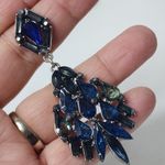 Silver with Blue Green Vintage Vibe Statement Earrings Photo 1