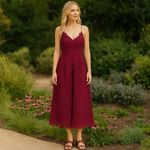 ASTR The Label Fuscia Lace Crochet Midi Lined Dress Wedding Guest Feminine L Red Size undefined Photo 2