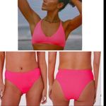 ANDIE Bikini Set Valencia Top 90s High Waisted Bottom Neon Pink size Medium NWT Photo 1