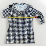 J. McLaughlin  Women's L Navy Cream  3/4 Sleeve Sheath Stretch Jersey Dress Photo 10