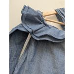 J.Crew  Women's Top Off The Shoulder Tie Neck Top Boxy 3/4 Sleeve Blue Size 4 Photo 4