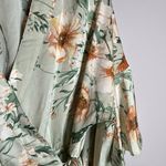 Lulus  Give Me Love Sage Green Floral Print Satin Wrap Mini Dress Photo 2