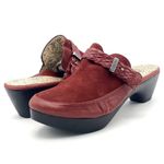 Taryn Rose  Red Leather Calf Hair Contoured Heel Mule Braided Strap Size 36.5 Photo 15
