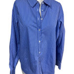 CHAPS  Blue White‎ Striped Button Down Coastal Preppy Shirt Long Sleeve Women's L Photo 0