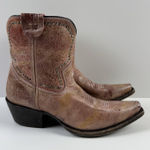 Sundance  Womens Beige Studded Leather Western Cowgirl Ankle Boots Size 8 Photo 0