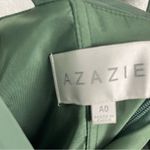 Azazie Eucalyptus A-Line V-Neck Pleated Front Split Chiffon Dress Size A0 Photo 2