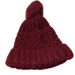 West Loop  Knit Pom Pom Beanie Hat Fold Over Burgundy One Size Fits Most Photo 99
