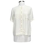 Sézane Maiana Short Sleeve Silk Shirt, Cream, FR38/US6 Photo 7