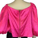 Vine & Love PINK SATIN LEOPARD PRINT PUFFED SLEEVE DRAWSTRING BLOUSE (3X) Photo 5